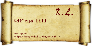 Kónya Lili névjegykártya